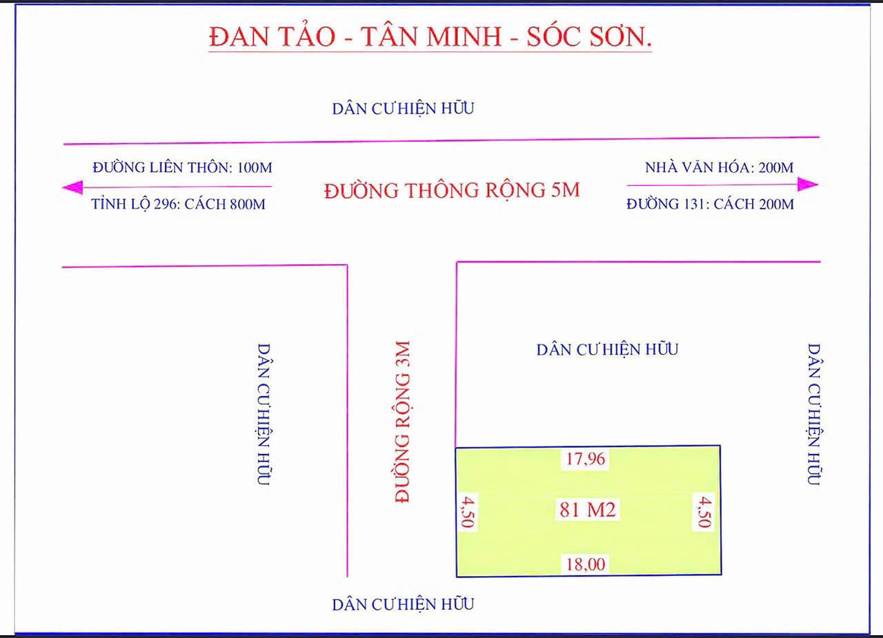 Chỉ 1.7 tỷ có ngay lô đất đẹp tại đan tảo sóc sơn